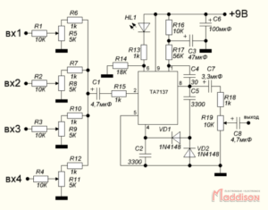 Circuit intégré (IC) TA7137 à 9 contacts