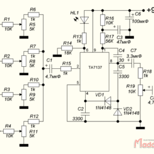 Circuit intégré (IC) TA7137 à 9 contacts