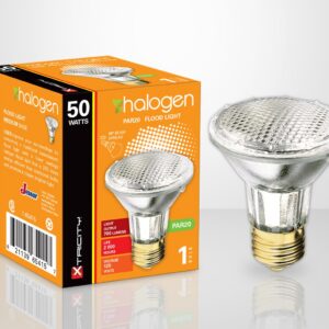 Ampoule halogène PAR20 à faisceau large 50 Watts, 120 Volts.