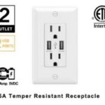 Prise AC murale 120v avec 2 ports USB