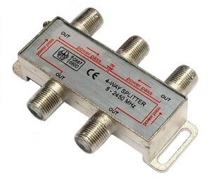 Diviseur de ligne coaxiale 5-2450Mhz (isolation élevée) à 4 voies. Vient avec 2 vis pour faciliter l'installation.