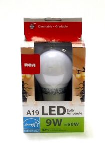 AMPOULE AU DEL GRADABLE 9WATTS = 60W A19 120V