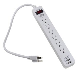 Multiprises électriques à 6 prises cordon d'alimentation de 0.5m/1.5ft et 2 ports usb 2.4 A – Image 2