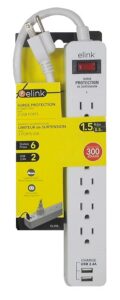 Multiprises électriques à 6 prises cordon d'alimentation de 0.5m/1.5ft et 2 ports usb 2.4 A – Image 3