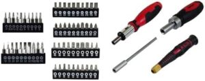 Ensemble de tournevis 64 pièces avec poignées ergonomiques, cliquet, mini-cliquet, manche de précision, rallonge, 40 embouts et 20 embouts de précision