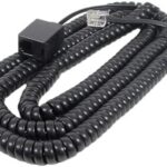 Rallonge téléphonique spiralée noire mâle à femelle RJ-11, 5 pi / 25 pi étirée