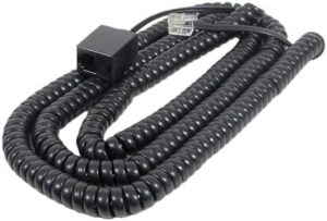 Rallonge téléphonique spiralée noire mâle à femelle RJ-11, 5 pi / 25 pi étirée