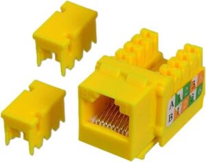 Prise Keystone RJ45 Cat 5e jaune