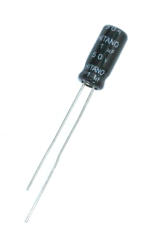 Condensateur radial polarisé 1 μF à 50 VDC 105°C