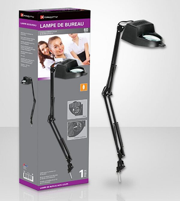 Lampe de bureau avec loupe.Couleur noir