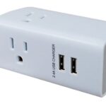 Adaptateur de 3 prises avec 2 ports usb 2.4amp