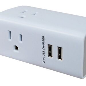 Adaptateur de 3 prises avec 2 ports usb 2.4amp