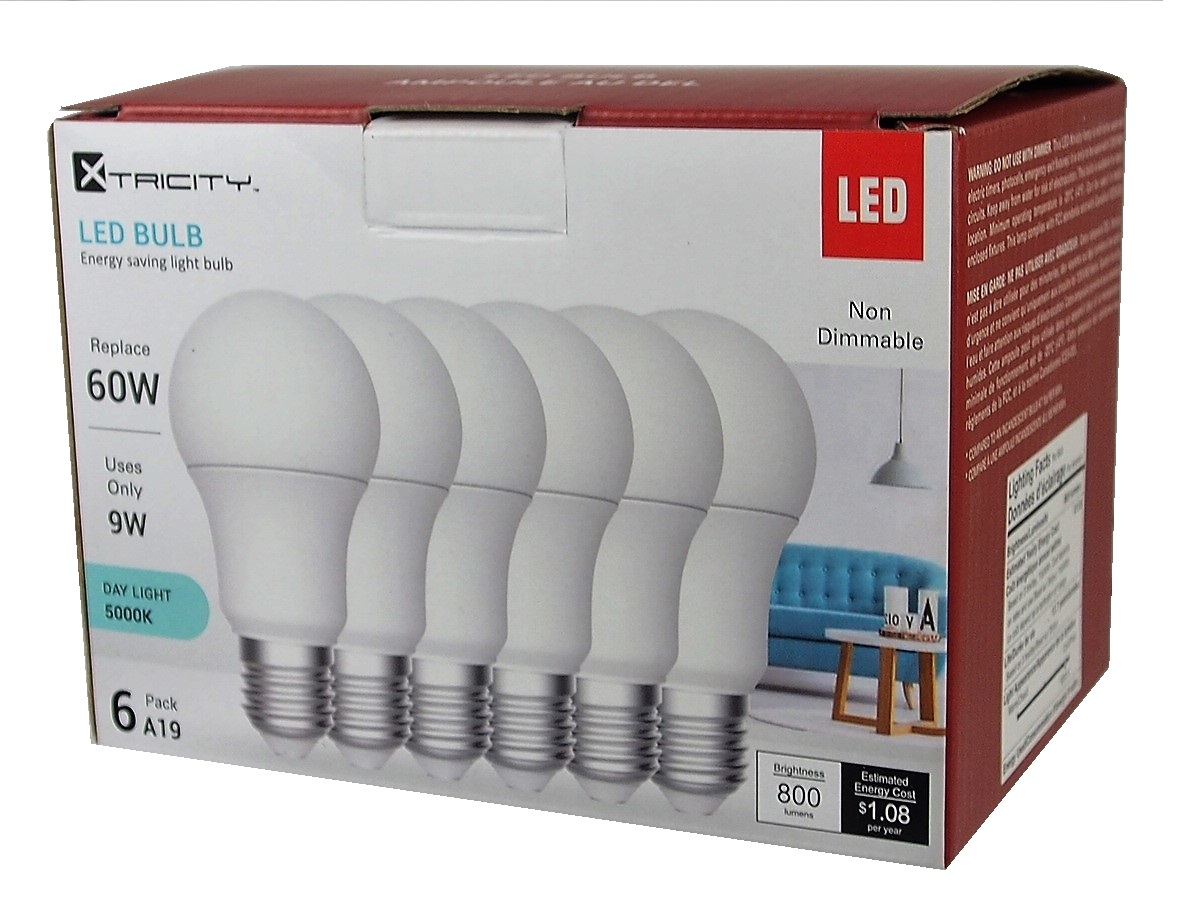 Boite de 6 ampoules au DEL 120V A19 60W (9W) 5000K
