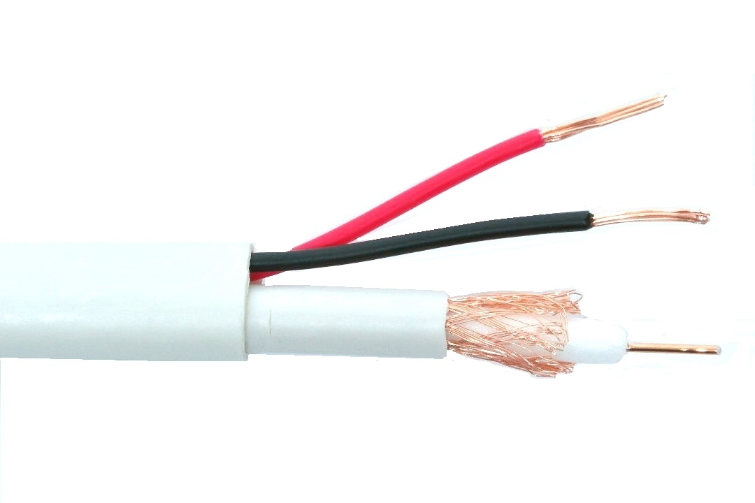 Câble coaxial RG-6 avec fil d'alimentation