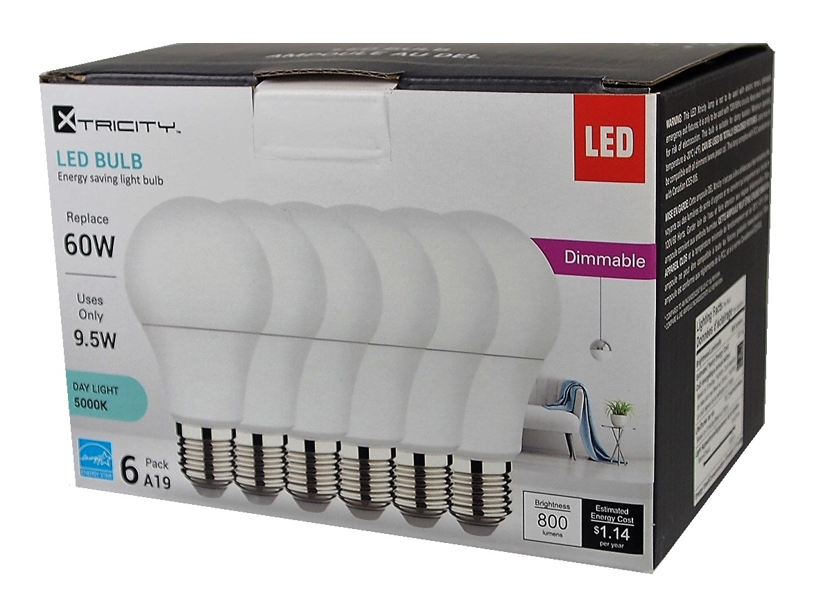 Boite de 6 ampoules au DEL A19 60W (9.5W) 5000K