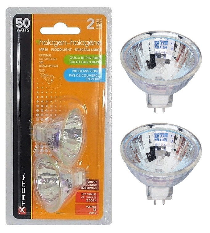 Ampoule halogène MR16 12 Volts - 50 watts (2 pcs)