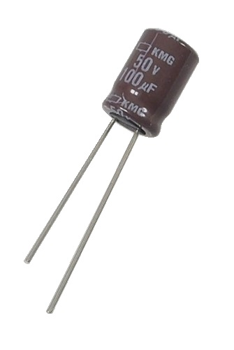 Condensateur radial polarisé 100 μF à 50 VDC 105°C