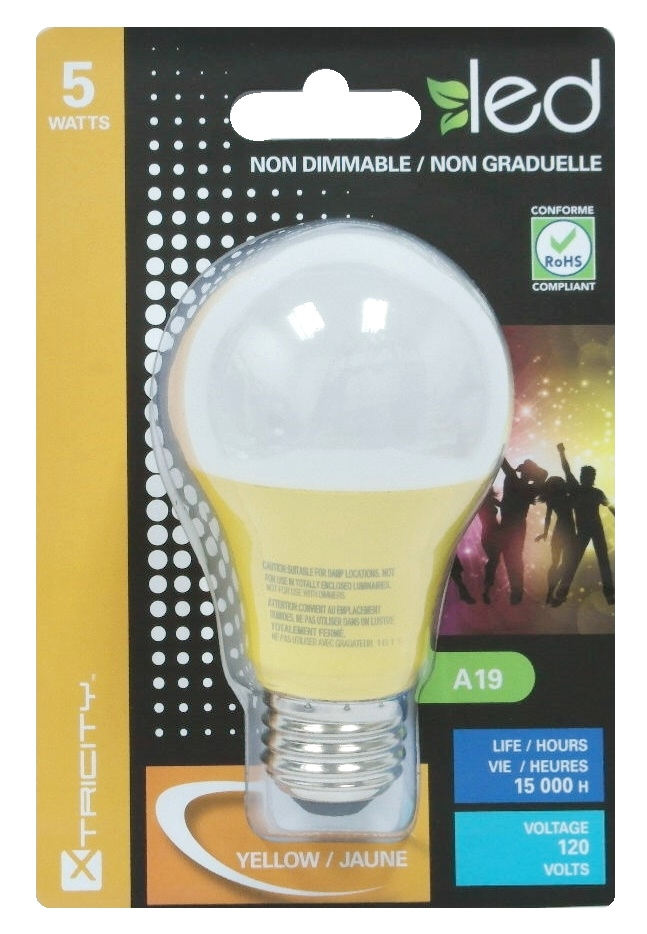 Ampoule au DEL A19 120 Volts 5 Watts - Jaune