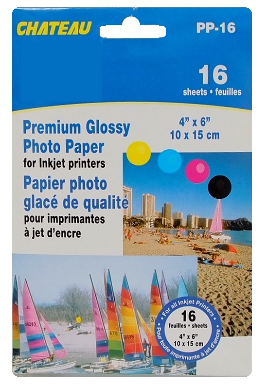 Paquet de 16 papiers photo glacés 4" x 6"