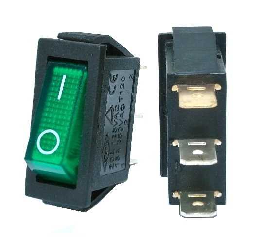 Interrupteur à bascule vert On-Off S.P.S.T.