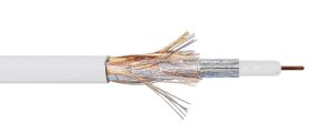 Câble coaxial RG-6 blanc 95% blindé