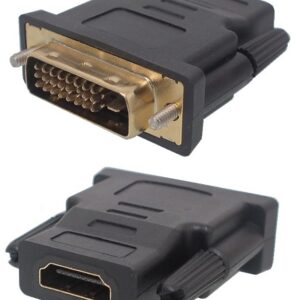 Adaptateur HDMI femelle à DVI mâle blanc.