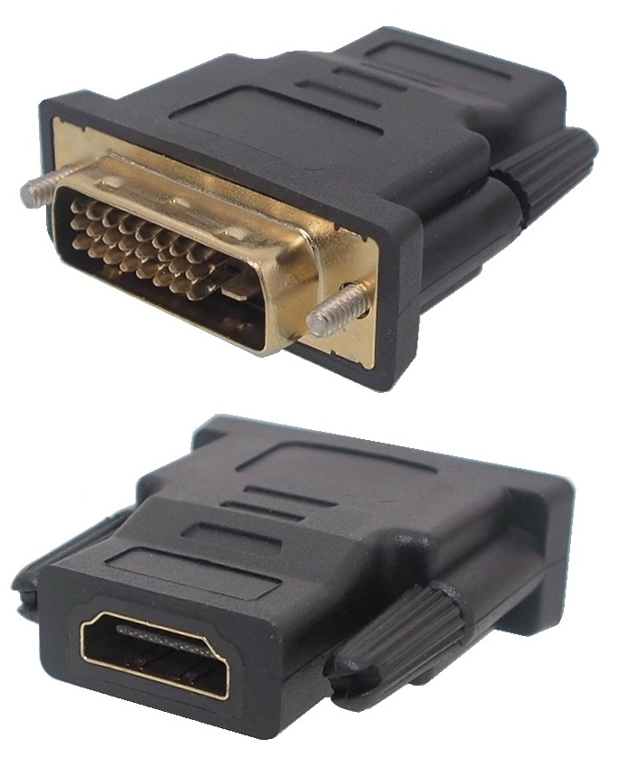 Adaptateur HDMI femelle à DVI mâle blanc.