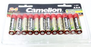Paquet de 24 batteries alcaline AAA 1.5 volts de marque Camelion.