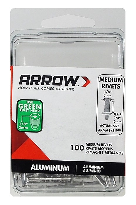 Paquet de 100 rivets 1/8" (3 mm) en aluminium