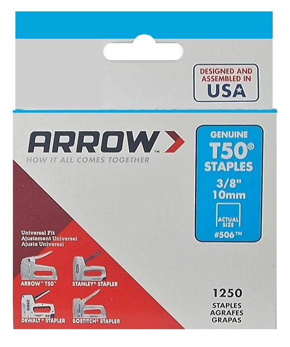 Boite de 1250 agrafes Arrow T50 3/8"