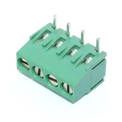 Bornier à vis à 4 contacts 90 degrés 300V 15 amp.
