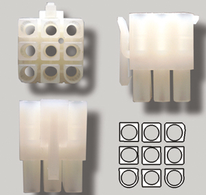 Prise molex mâle à 9 contacts 0.093’’