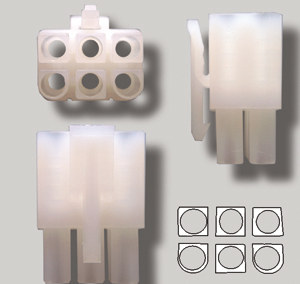 Prise molex mâle à 6 contacts 0.093’’