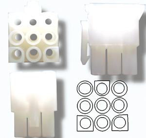 Prise molex mâle 9 contacts  0.100