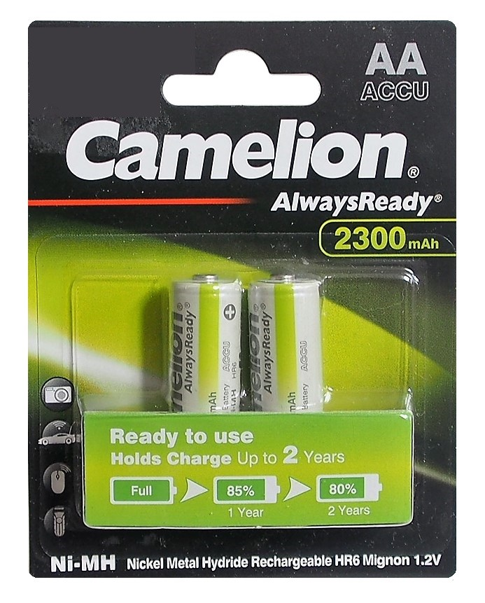 Paquet de 2 piles rechargeables AA - 2 300 mAh