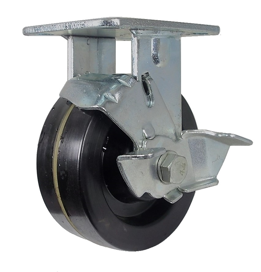 Roulette fixe avec frein - 125 mm