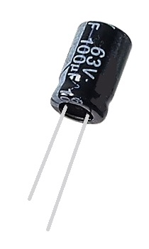 Condensateur radial polarisé 100 μF à 63 VDC 105°C