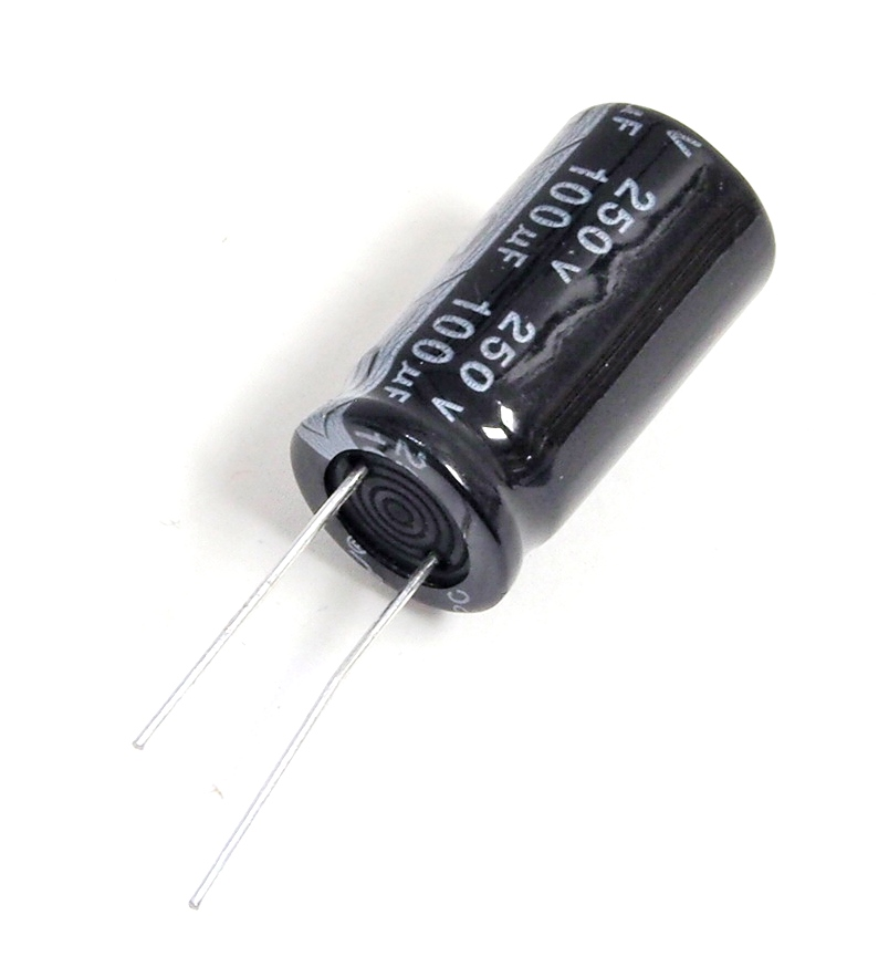Condensateur radial polarisé 100 μF à 250 VDC 105°