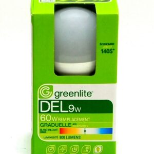 Ampoule au DEL graduelle de 9 Watts (Remplace une ampoule de 60 Watts). Blanc brillant