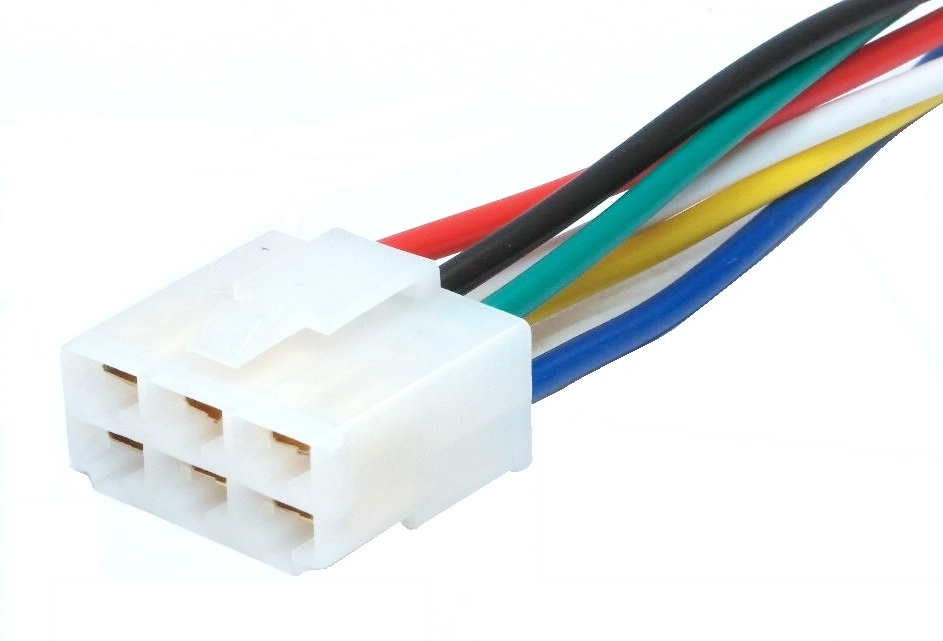 Prise femelle 6 contacts 0.250" avec fil de 15 cm
