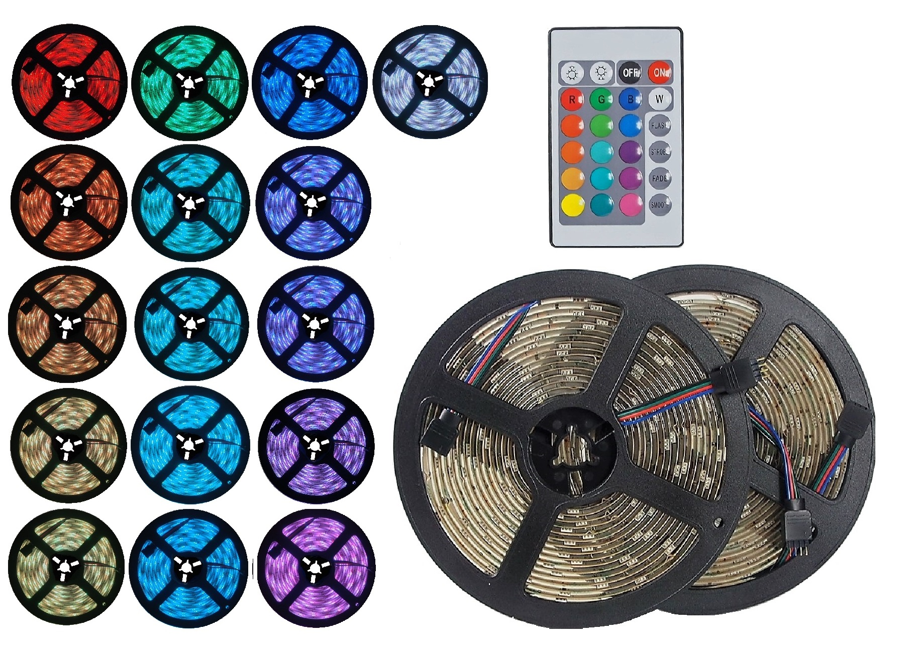 Rubans lumineux aux dels Bluetooth 2 x 5 mètres