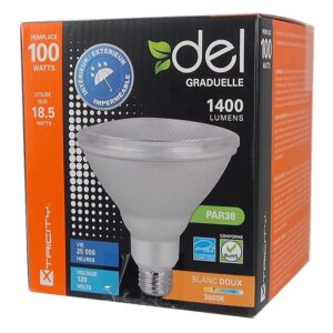 Ampoule au DEL graduelle de 18.5 Watts (remplace une ampoule de 100W)  Blanc doux