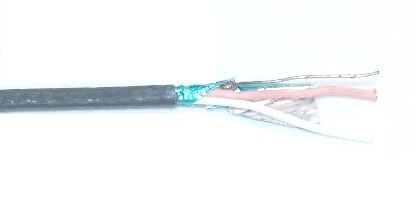 Fil 2 conducteurs 30 AWG monobrin gris, blindé