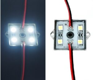 Carré imperméable de 4 DELs blanche 12volts, 100 mA