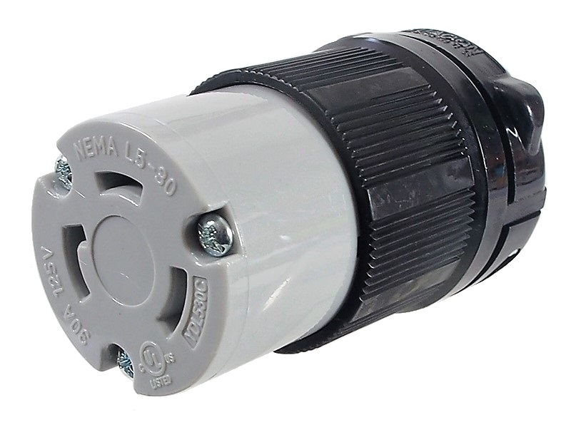 Connecteur femelle de type twis lock . Prise d'extension. 30A / 125 VAC / 3 contacts