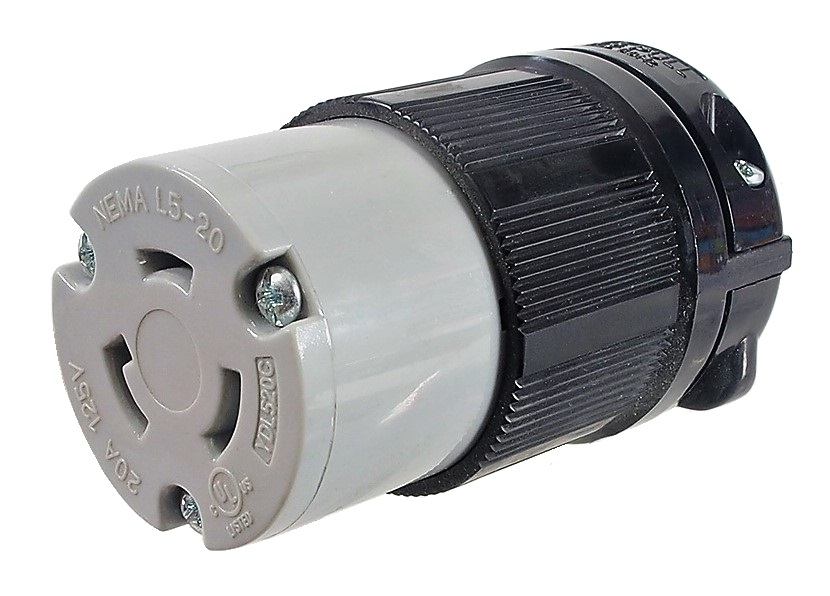 Connecteur femelle de type twist lock. Prise d'extension - 20A / 125 VAC / 3 contacts