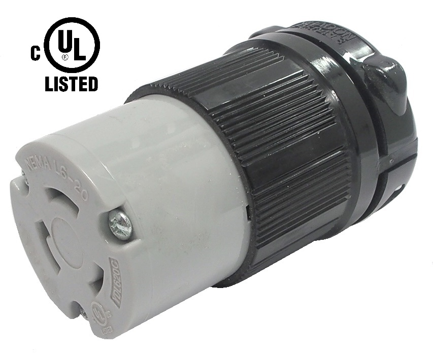 Connecteur femelle de type twist lock. 30A / 250 VAC / 3 contacts