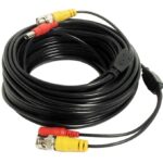 Câble coaxial RG-59 pour allimentation de caméra de surveillance.