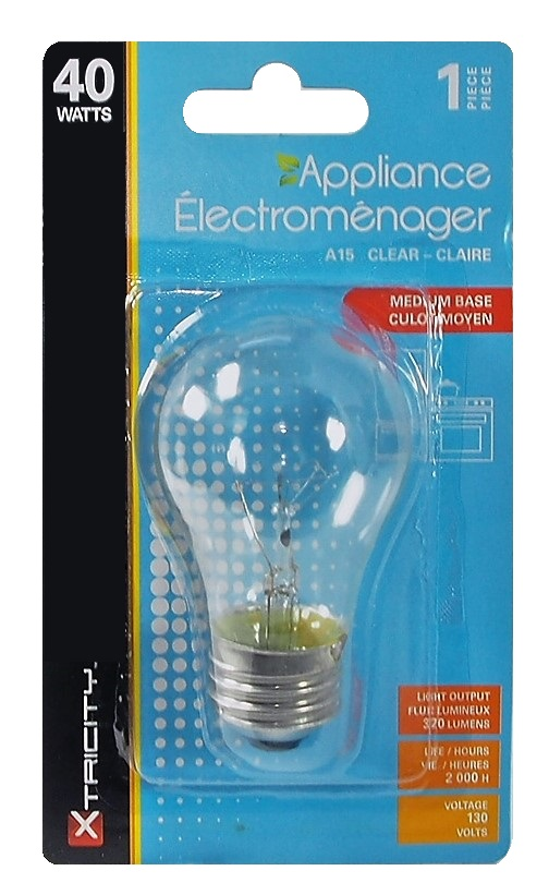 AMPOULE A15 / 40W CLAIRE POUR ÉLECTROMÉNAGER