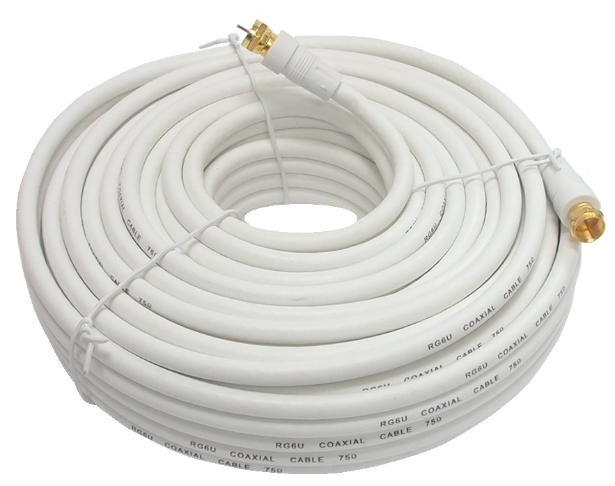 Câble coaxial RG-6 blanc - 75 pieds